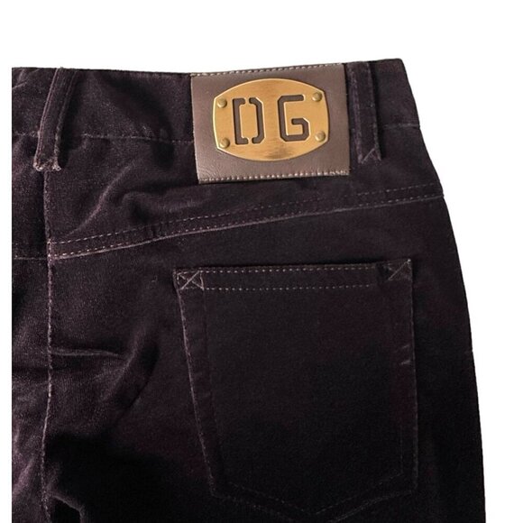 DOLCE & GABBANA Velvet Dress Pants Sz.8 Dark Brown Straight Leg Mid Rise - Picture 11 of 14